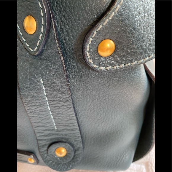 Authentic Ferragamo Blue Gancini Tote with Double Straps & Brushed Gold Hardware - Picture 6 of 13